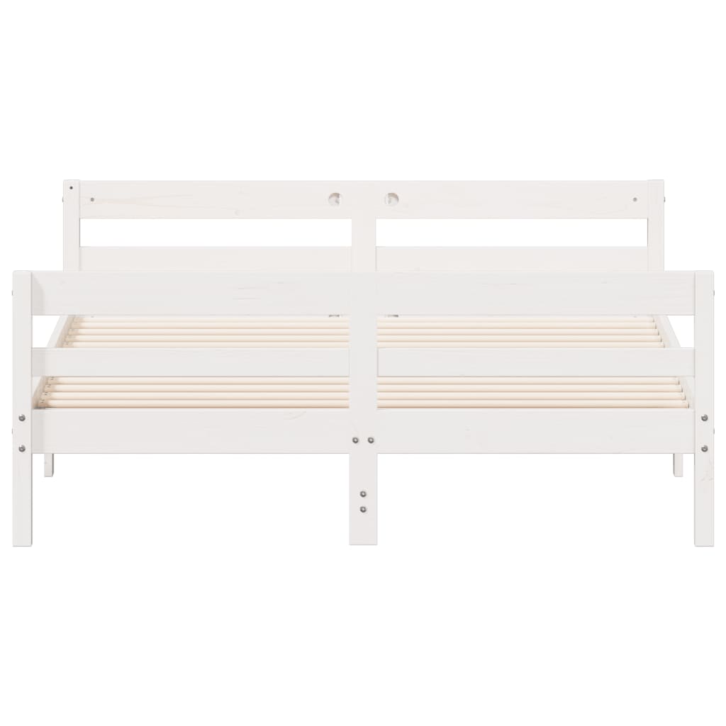 vidaXL Cadru de pat cu tăblie, alb, 120x200 cm, lemn masiv de pin