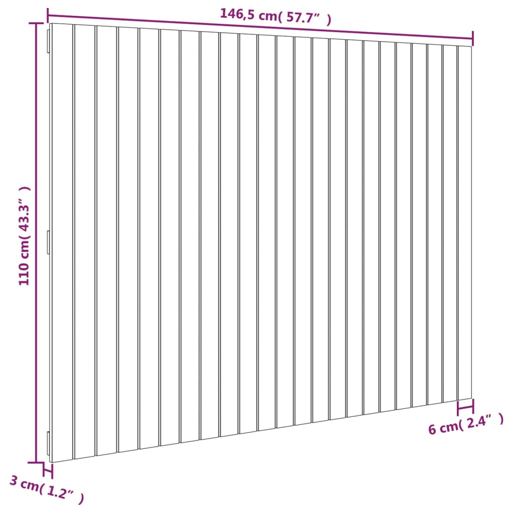 vidaXL Tăblie de pat pentru perete maro miere 146,5x3x110 cm lemn pin