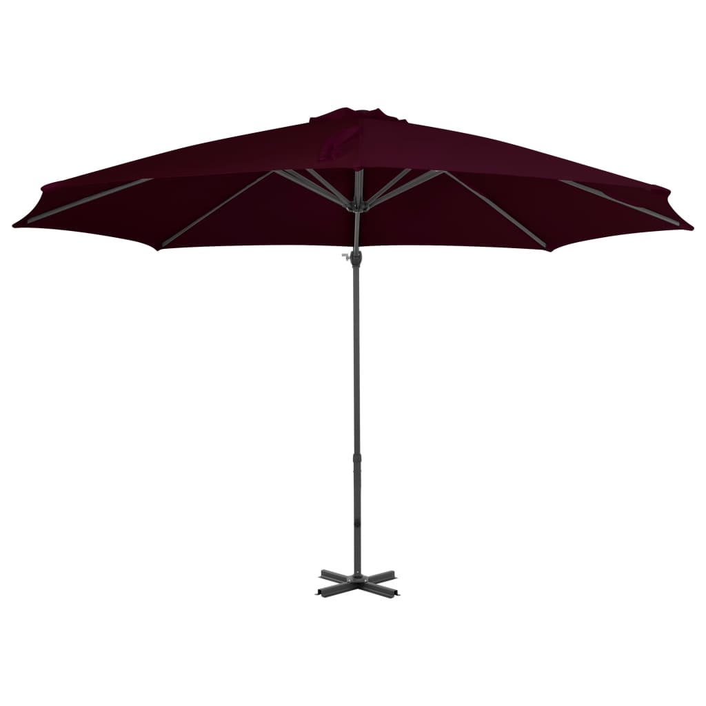 vidaXL Umbrelă suspendată cu stâlp din aluminiu, roșu, 300 cm