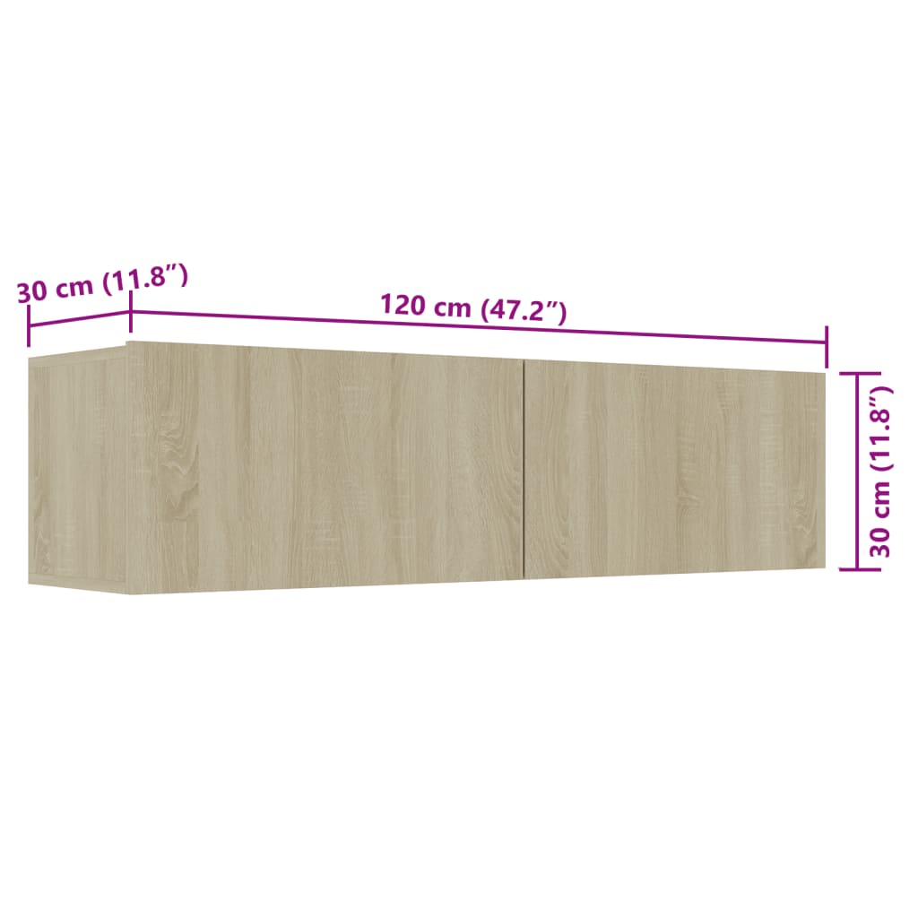 vidaXL Comodă TV, stejar Sonoma, 120 x 30 x 30 cm, lemn prelucrat