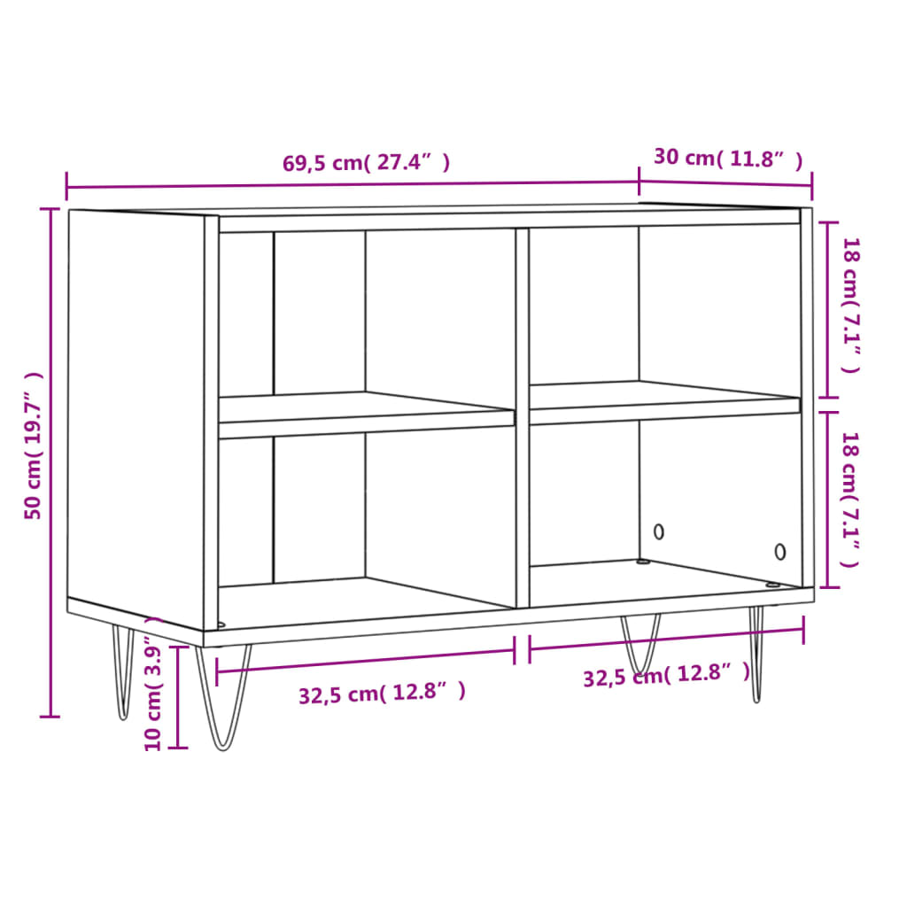 vidaXL Comodă TV, negru, 69,5x30x50 cm, lemn compozit