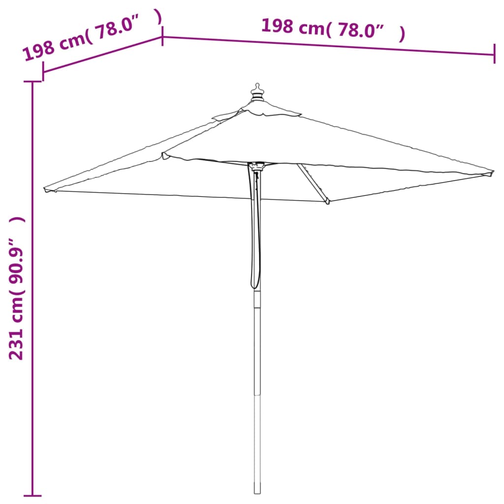 vidaXL Umbrelă soare de grădină stâlp din lemn taupe 198x198x231 cm