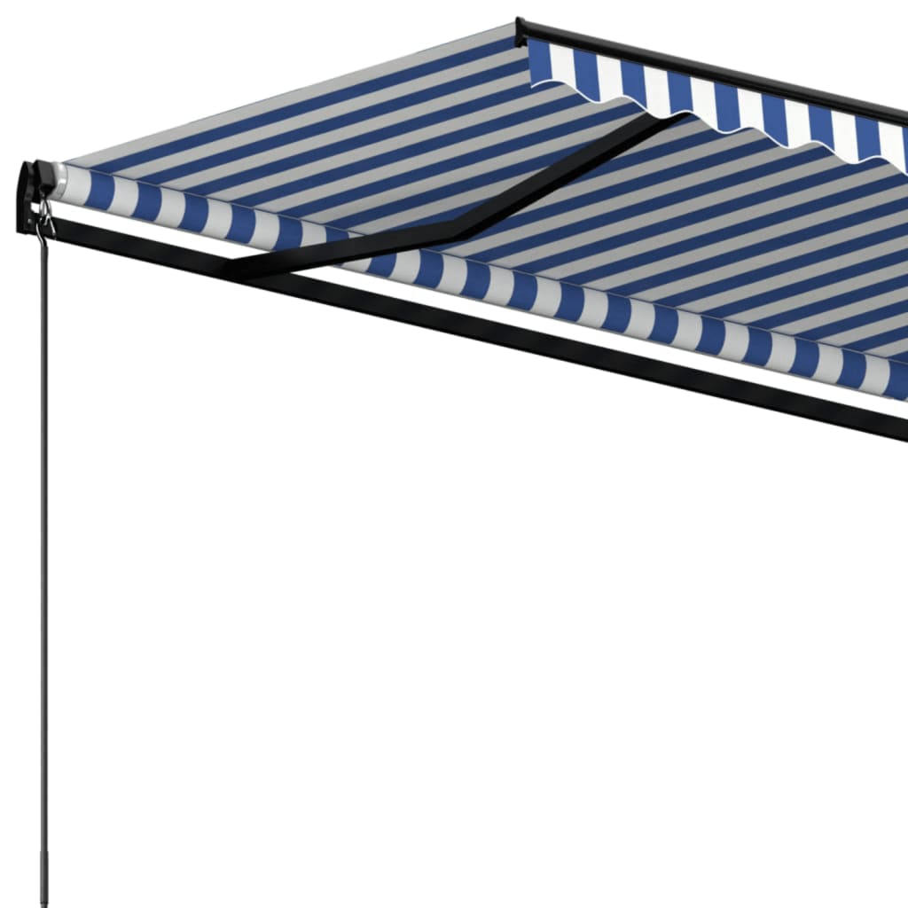 vidaXL Copertină retractabilă manual, albastru și alb, 500x350 cm