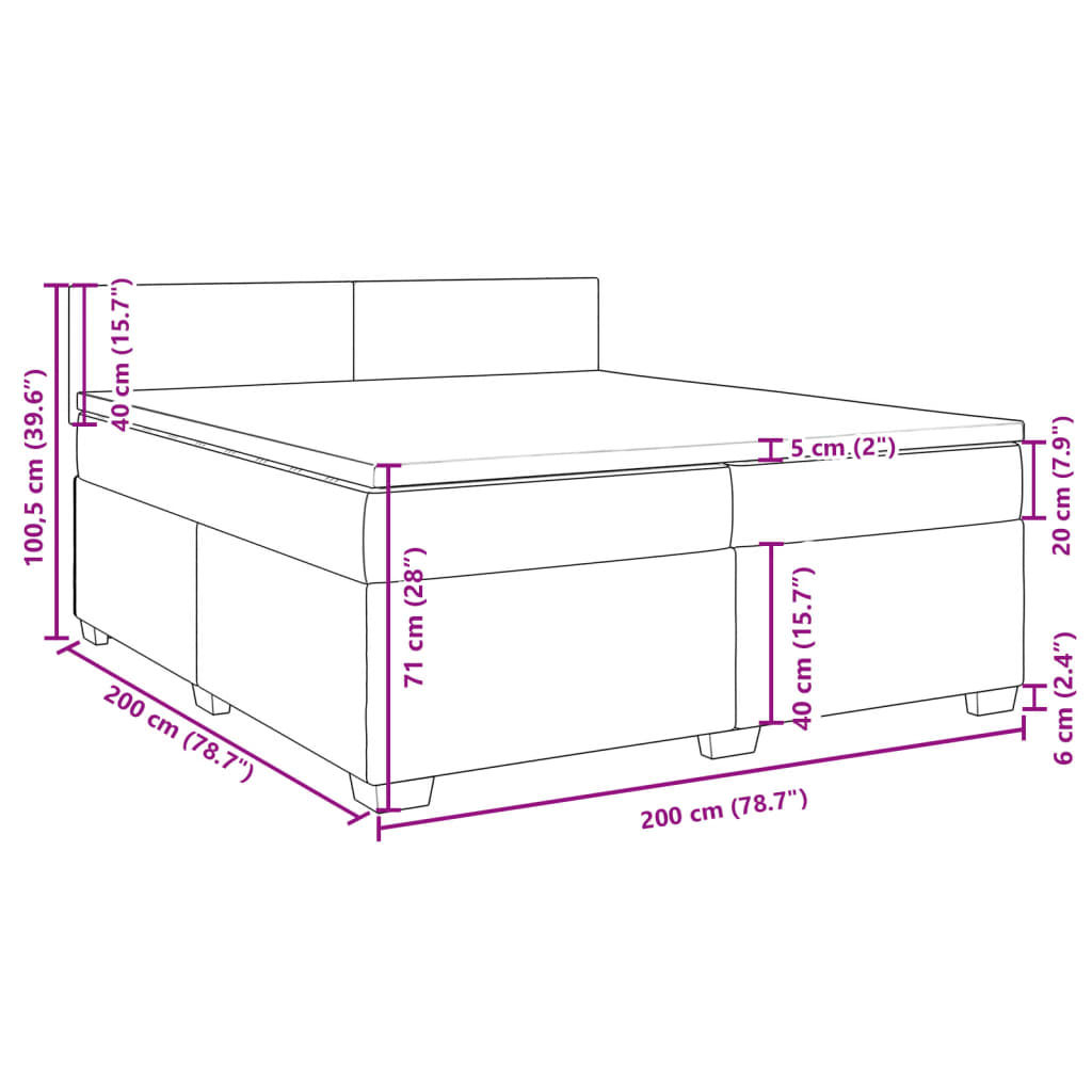 vidaXL Pat box spring cu saltea, maro închis, 200x200 cm, textil