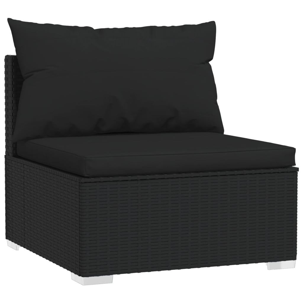 vidaXL Set mobilier de grădină cu perne, 9 piese, negru, poliratan