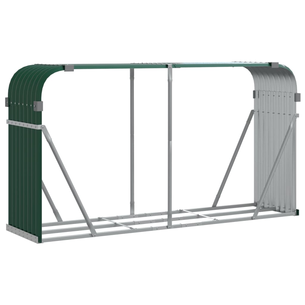 vidaXL Suport pentru bușteni verde 234x45x100 cm oțel galvanizat