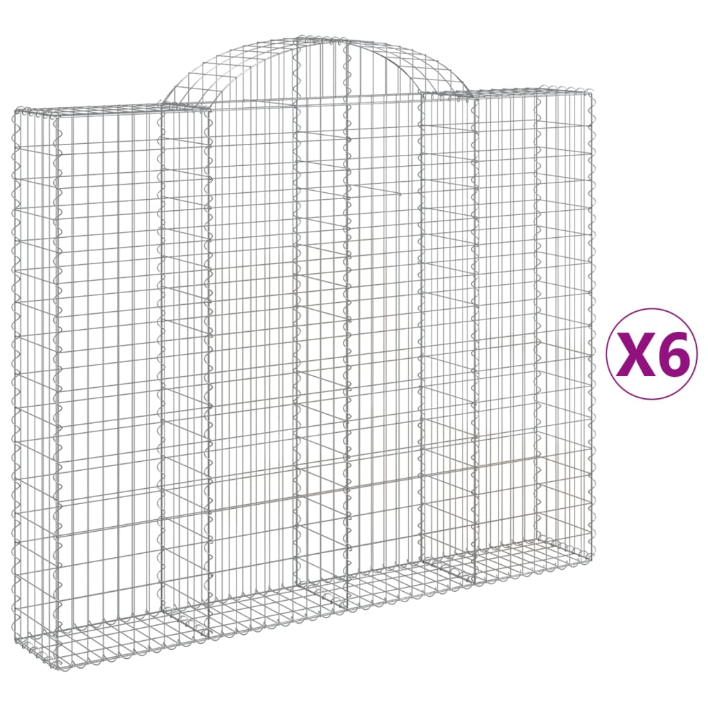 vidaXL Coșuri gabion arcuite 6 buc, 200x30x160/180 cm, fier galvanizat