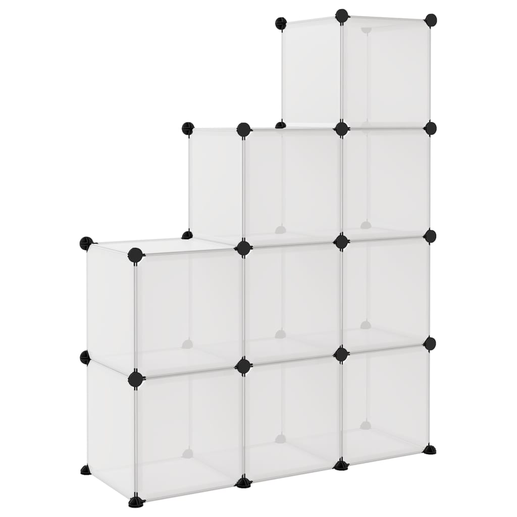 vidaXL Organizator cub de depozitare, 9 cuburi, transparent, PP
