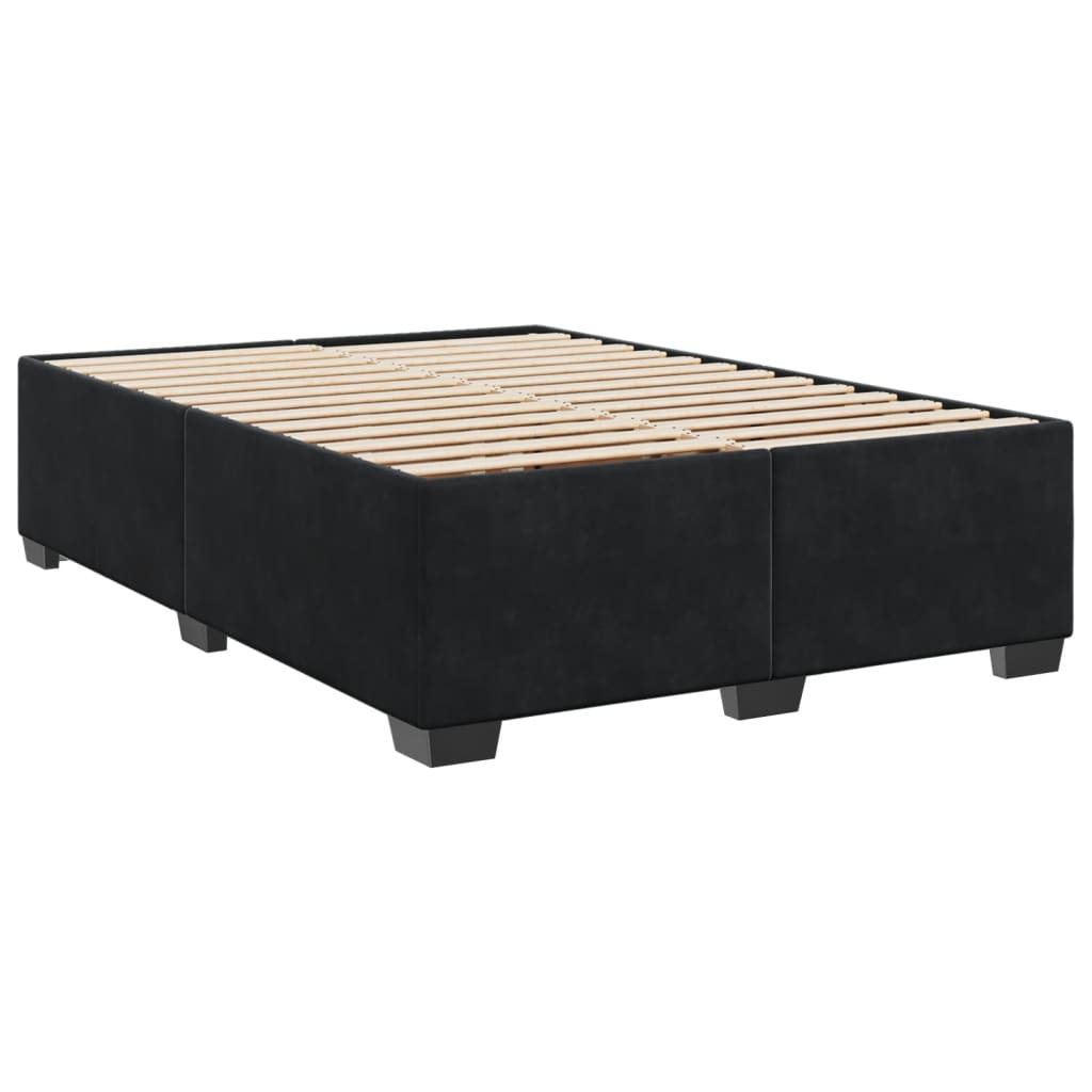 vidaXL Pat box spring cu saltea, negru, 140x190 cm, catifea