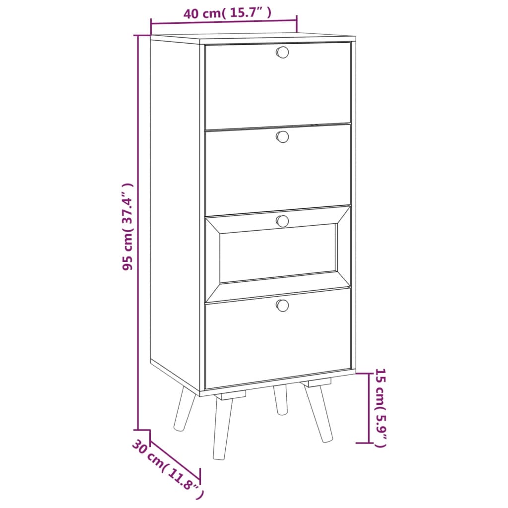 vidaXL Dulapuri cu sertare 40x30x95 cm, lemn prelucrat