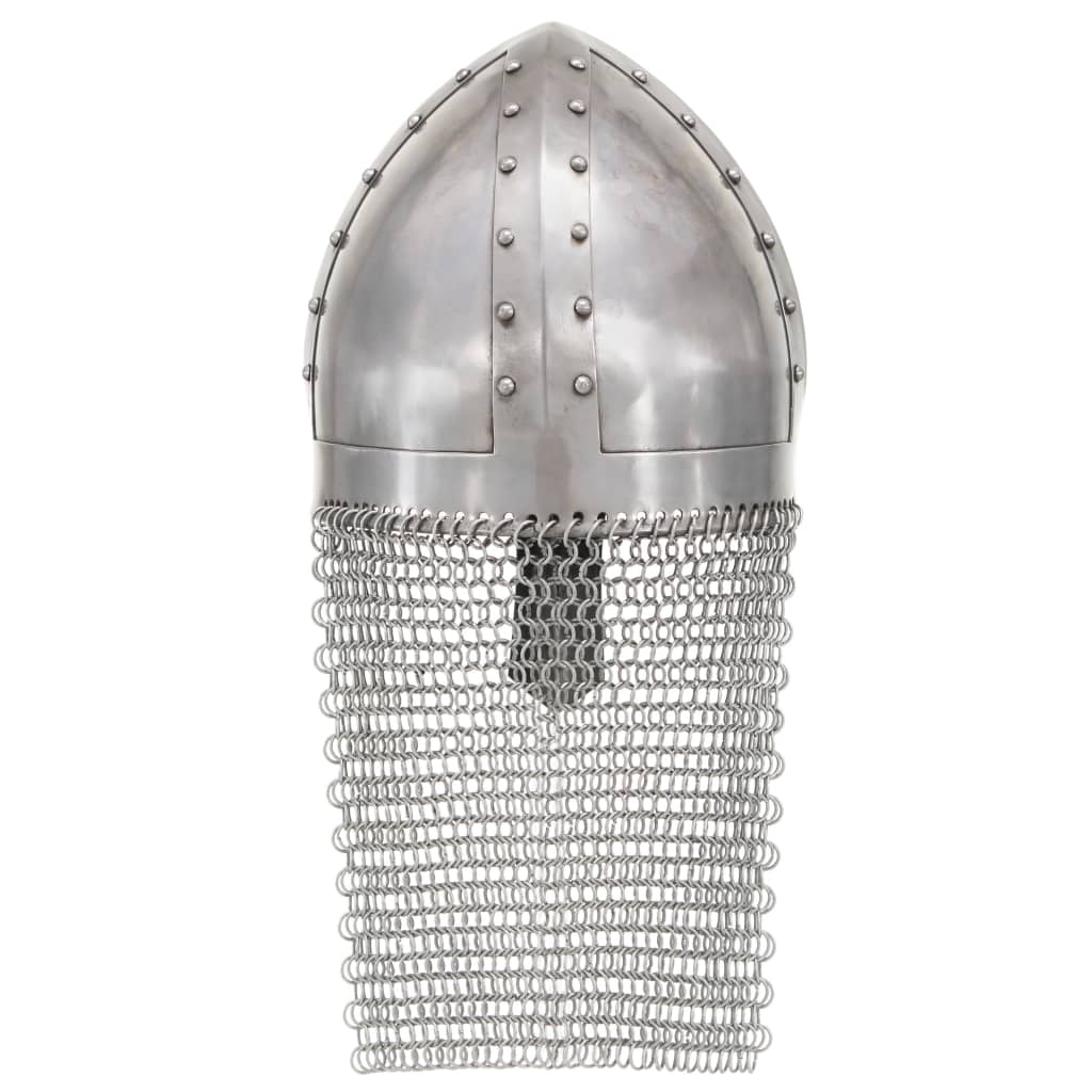 vidaXL Coif cavaler cruciat antichizat joc de rol argintiu oțel