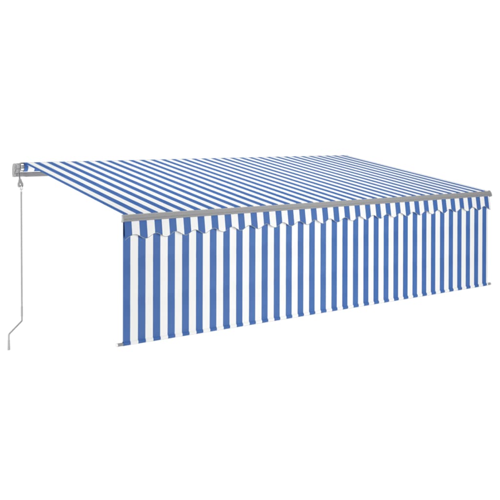 vidaXL Copertină retractabilă automat cu stor, albastru&alb, 5x3 m