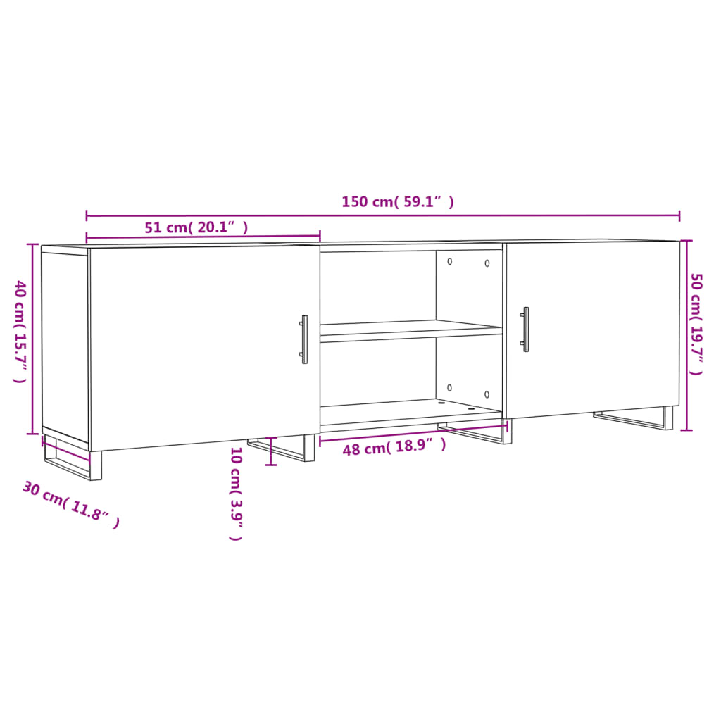 vidaXL Comodă TV, alb, 150x30x50 cm, lemn compozit