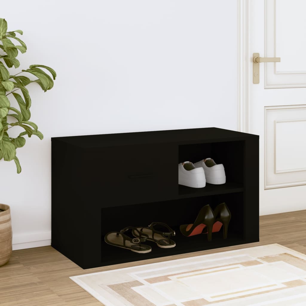 vidaXL Pantofar, negru, 80x35x45 cm, lemn compozit