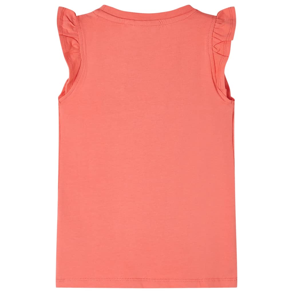 Tricou pentru copii cu mâneci cu volane, coral, 128