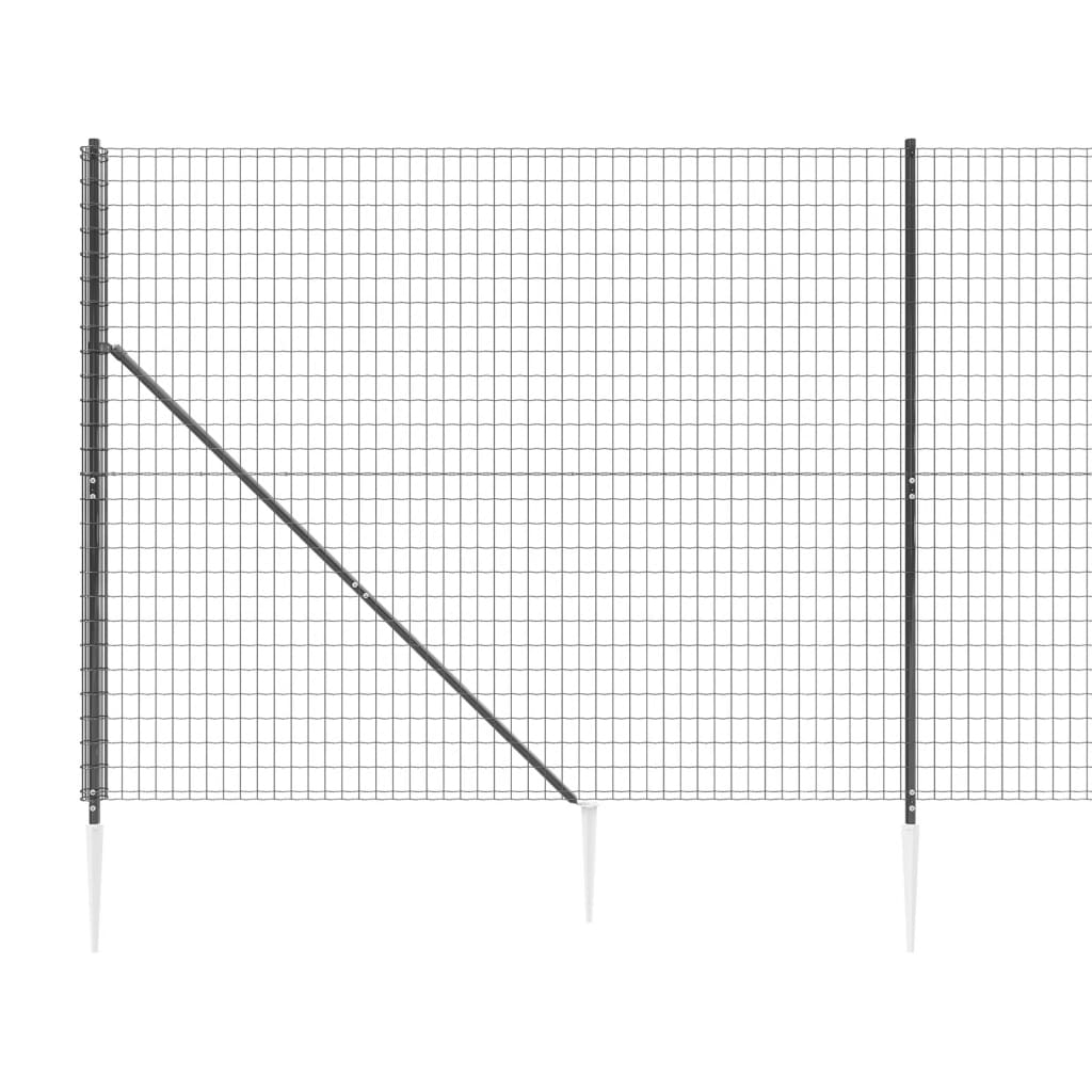 vidaXL Gard plasă de sârmă cu țăruși de fixare, antracit, 1,8x10 m