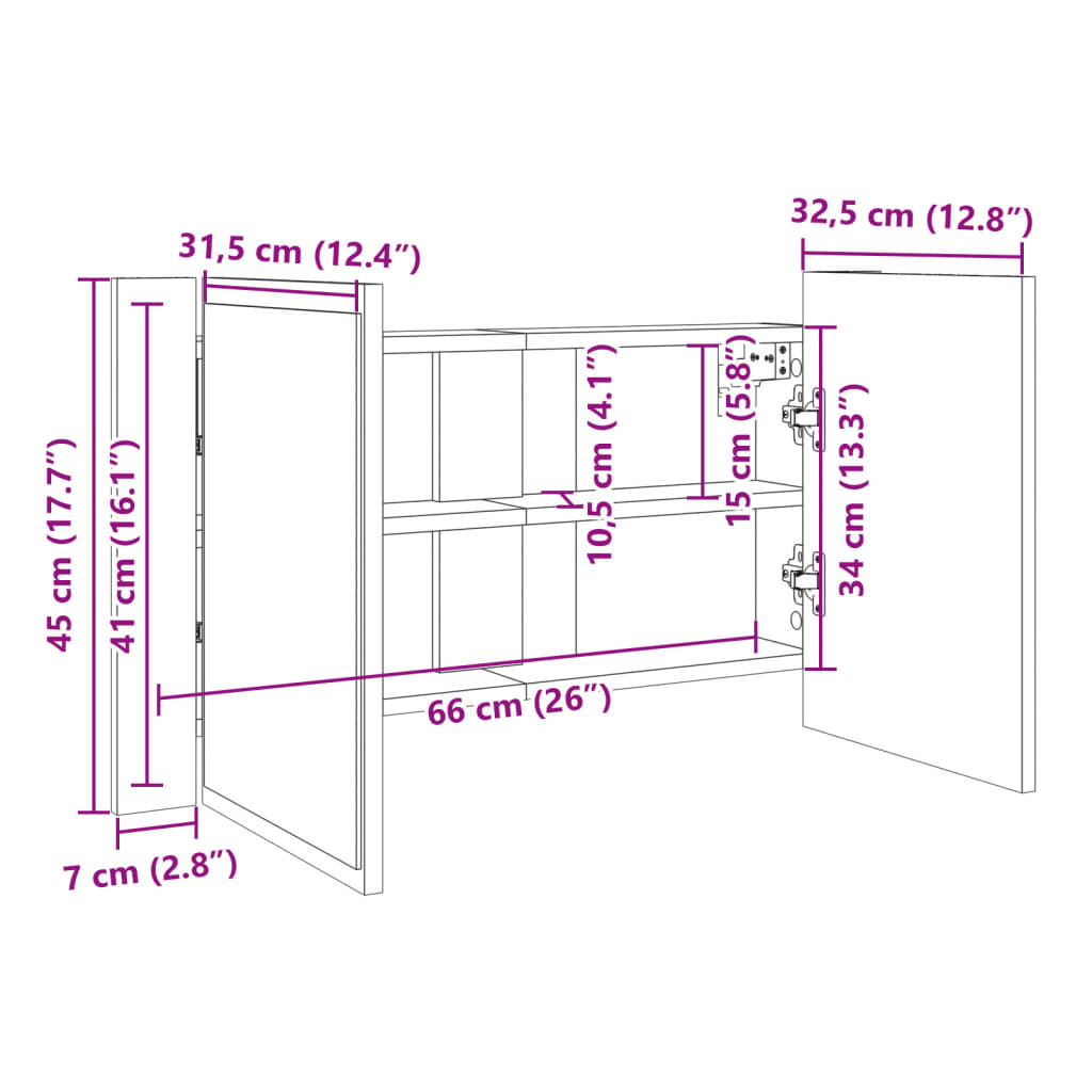 vidaXL Dulap cu oglindă & LED stejar sonoma 90x12x45 cm lemn prelucrat