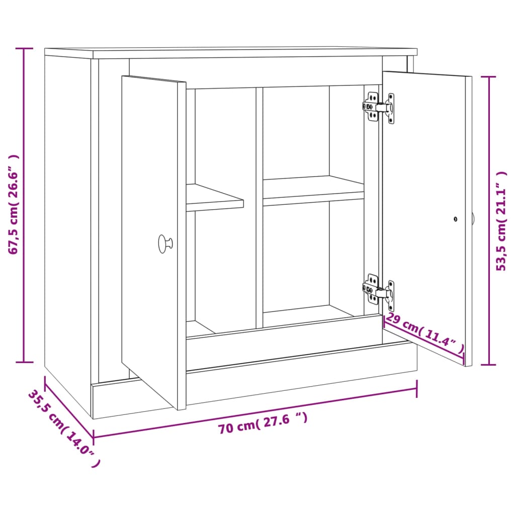 vidaXL Servantă, alb extralucios, 70x35,5x67,5 cm, lemn prelucrat