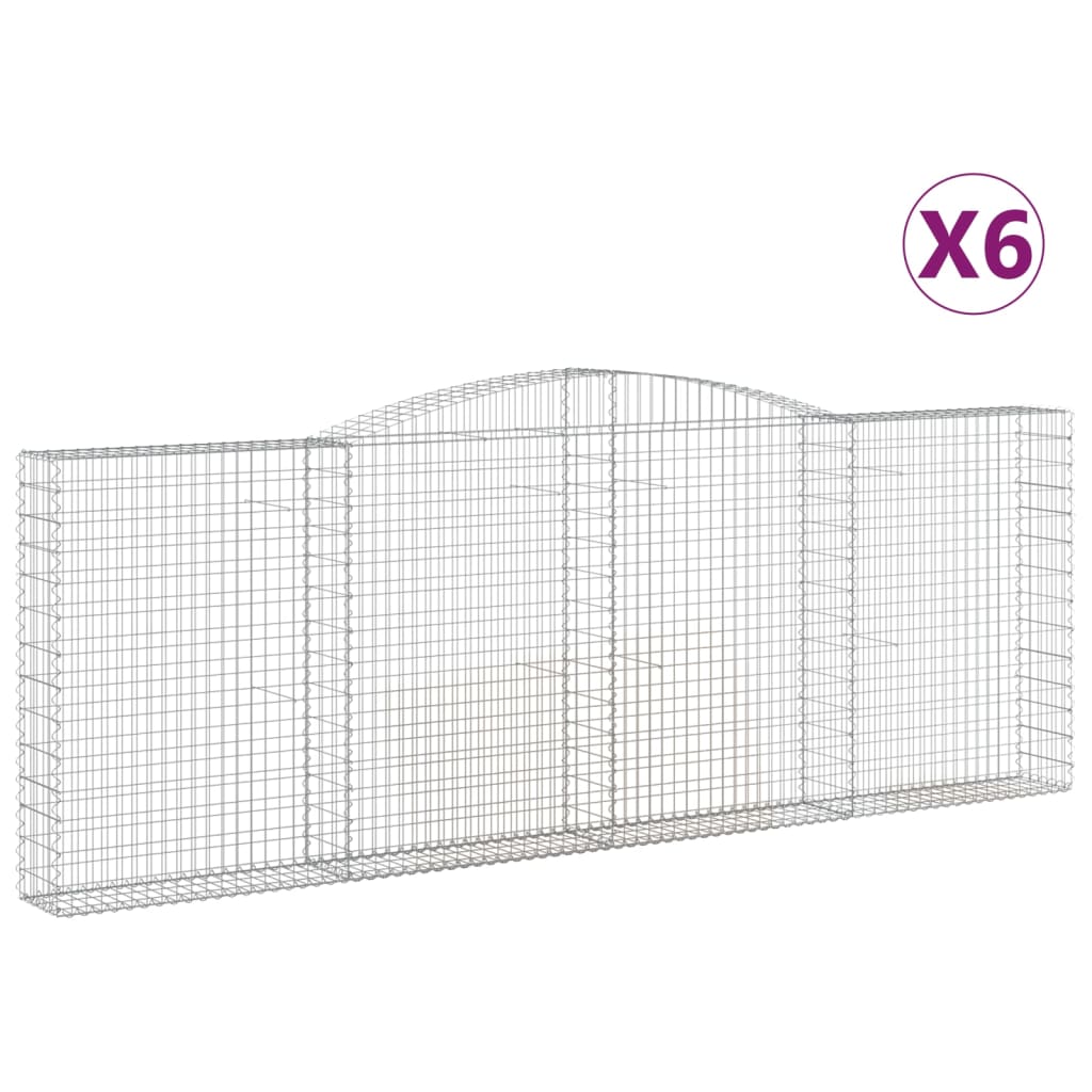 vidaXL Coșuri gabion arcuite 6 buc, 400x30x140/160 cm, fier galvanizat