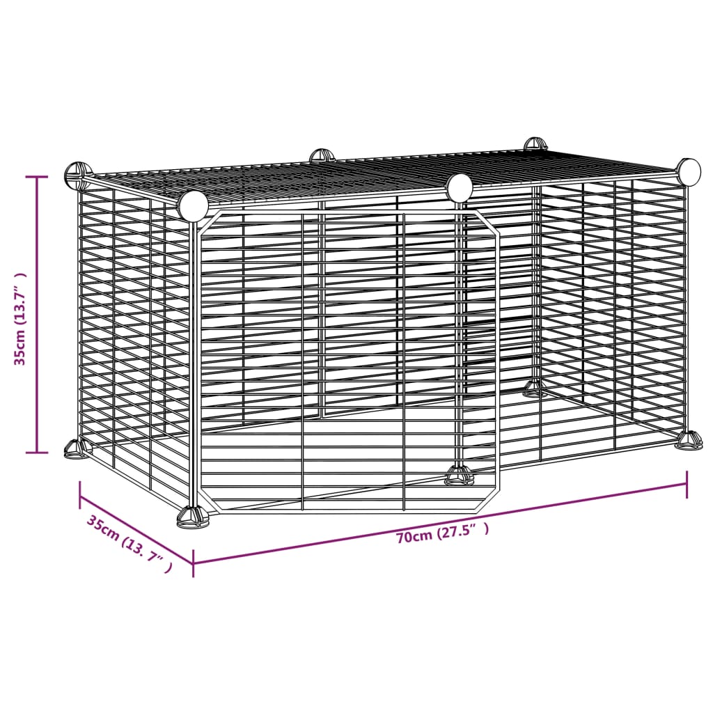 vidaXL Cușcă animale de companie cu ușă, 8 panouri, negru 35x35cm oțel