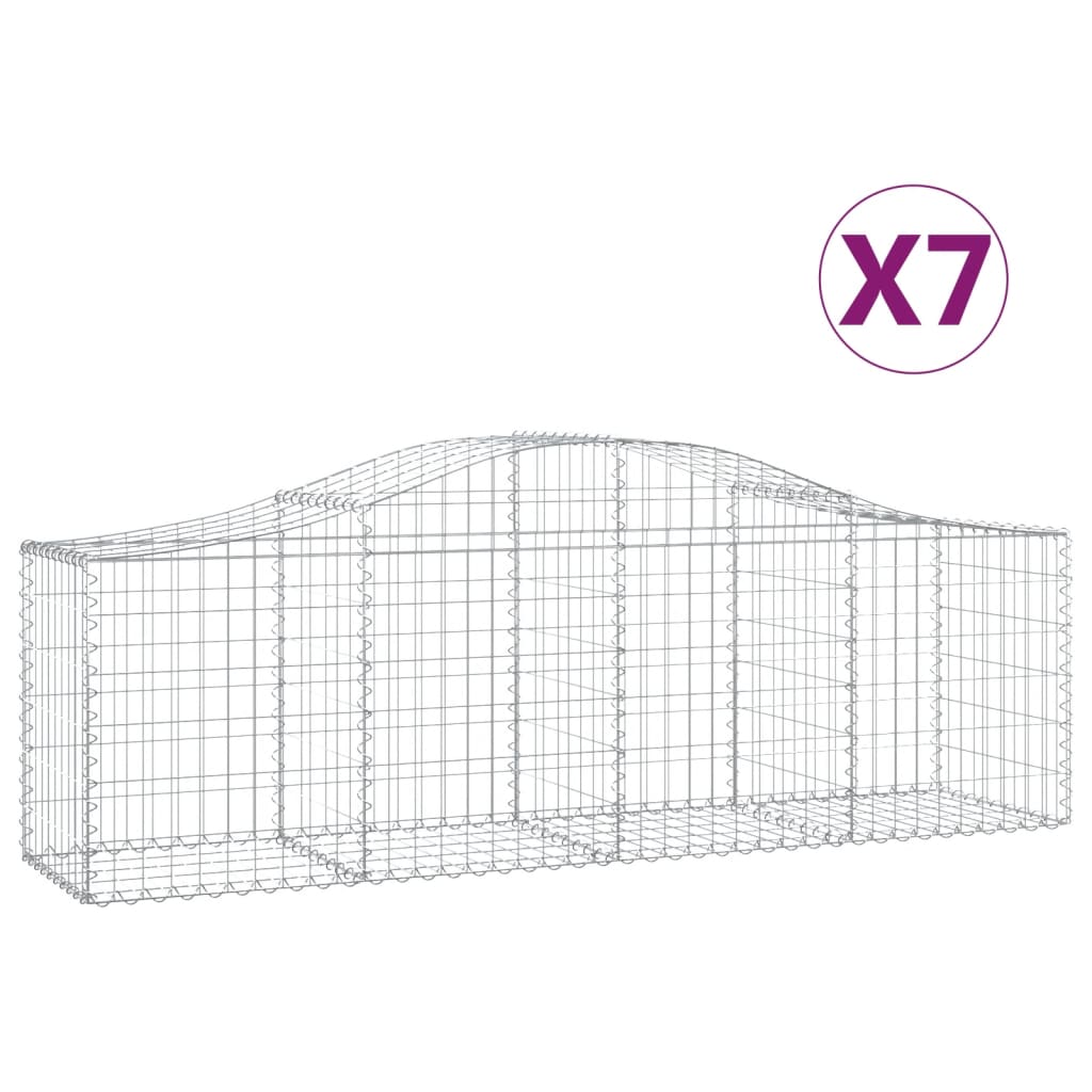 vidaXL Coșuri gabion arcuite 7 buc, 200x50x60/80 cm, fier galvanizat