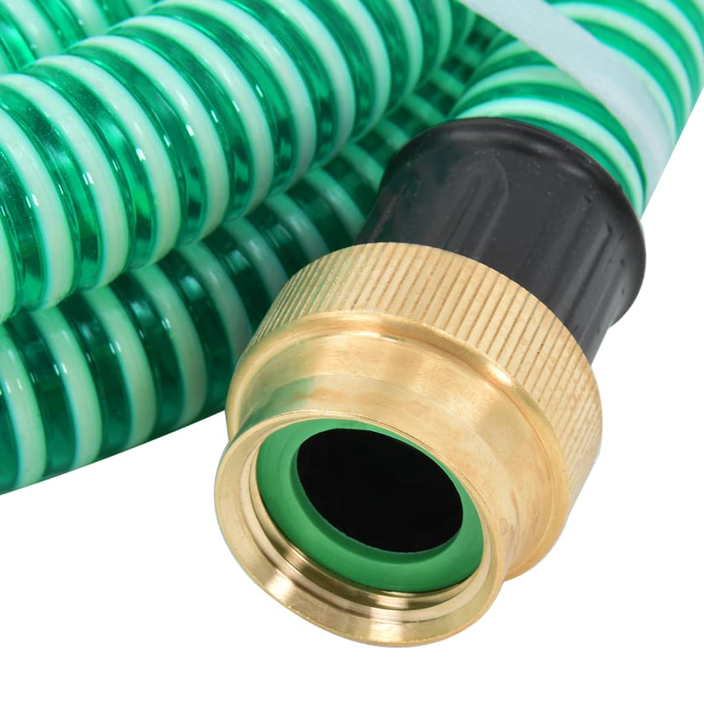 vidaXL Furtun de aspirație cu racorduri din alamă, verde 1,1" 3 m, PVC