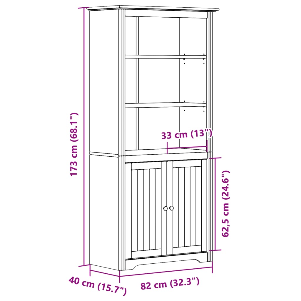 vidaXL Bibliotecă "BODO", alb, 82x40x173 cm, lemn masiv de pin