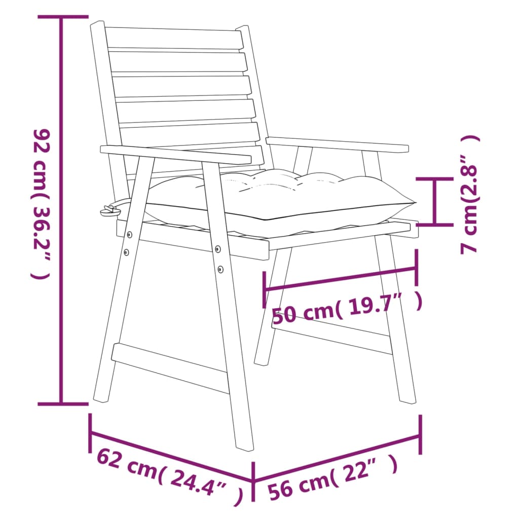 vidaXL Scaune de exterior cu perne, 4 buc., lemn masiv de acacia