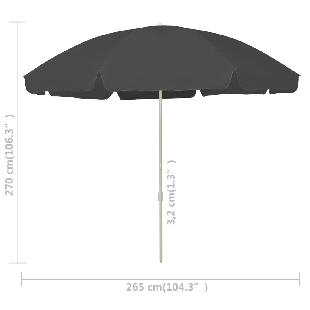 vidaXL Umbrelă de plajă, antracit, 300 cm