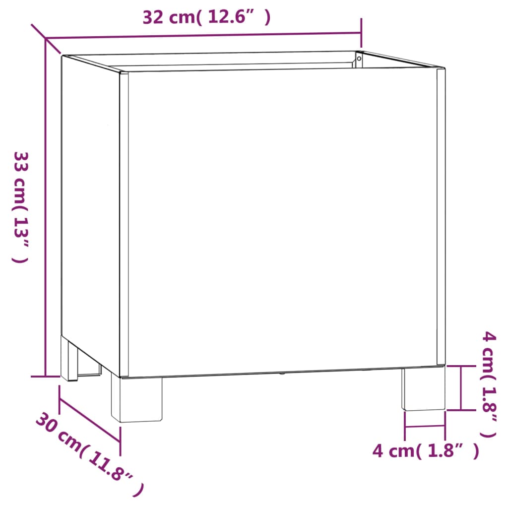 vidaXL Jardinieră cu picioare, 2 buc, ruginiu, 32x30x33cm, oțel corten