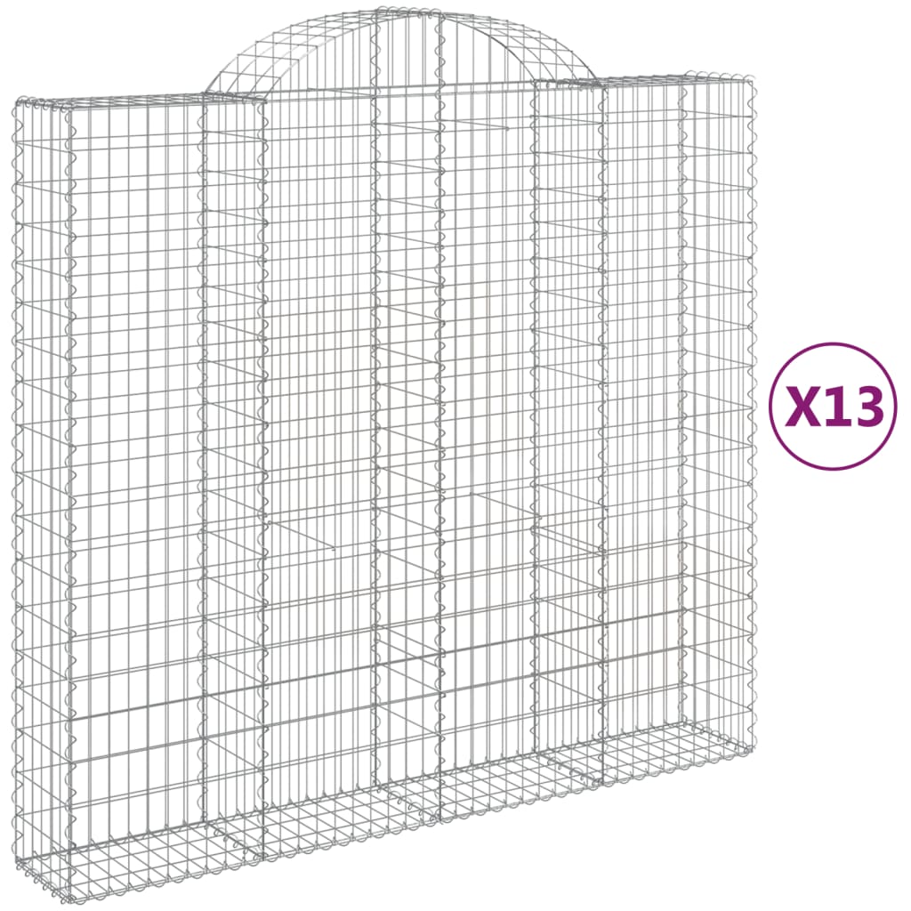 vidaXL Coșuri gabion arcuite 13 buc, 200x50x180/200cm, fier galvanizat