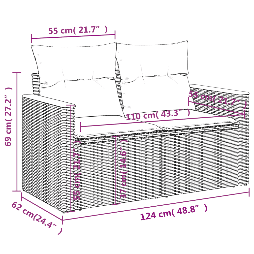 vidaXL Set mobilier de grădină cu perne, 5 piese, negru, poliratan