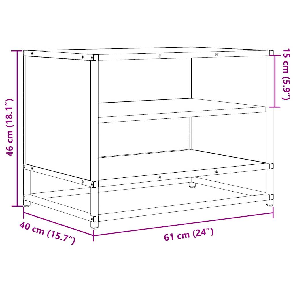 vidaXL Dulap TV, negru, 61x40x46 cm, lemn prelucrat și metal