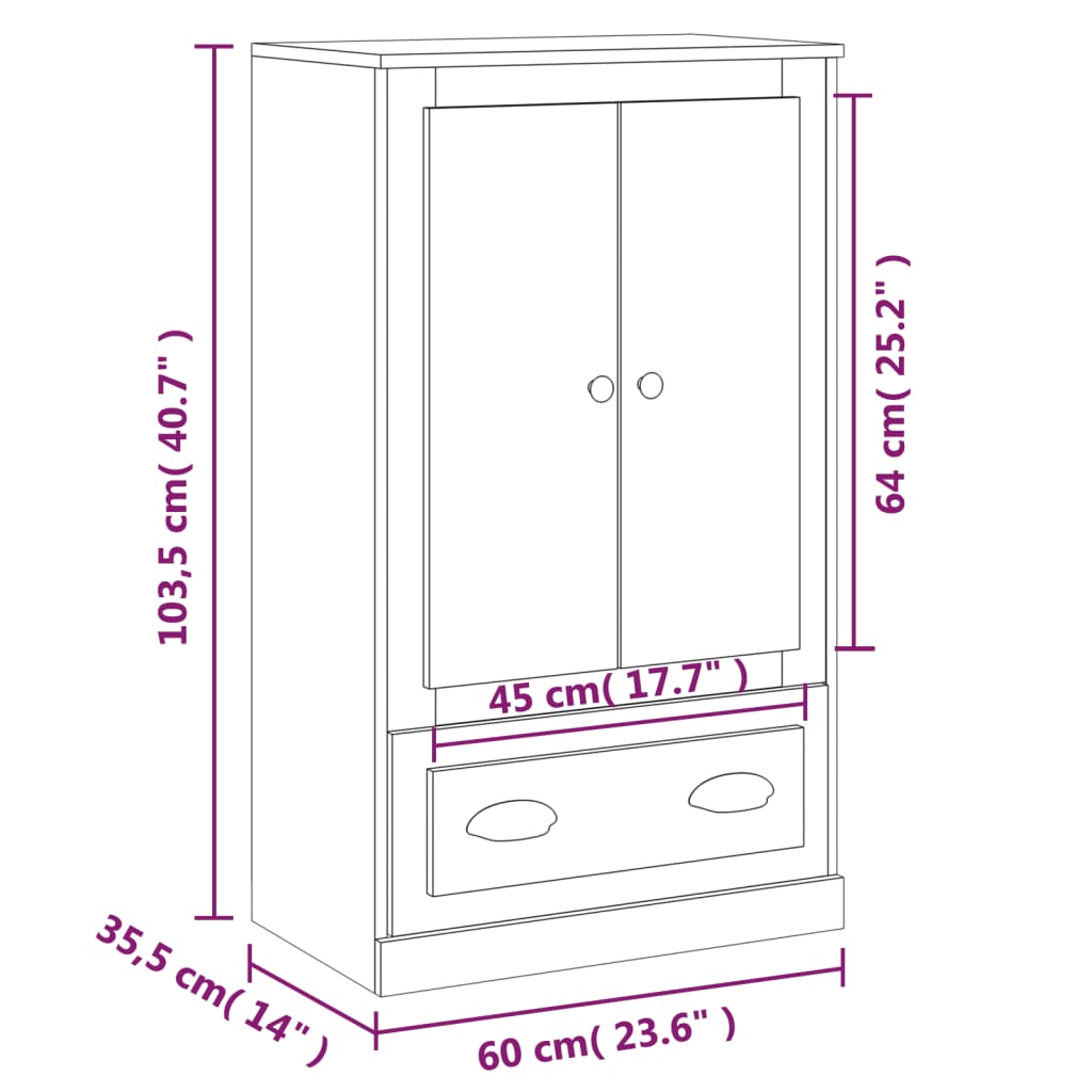 vidaXL Dulap înalt, stejar afumat, 60x35,5x103,5 cm, lemn prelucrat