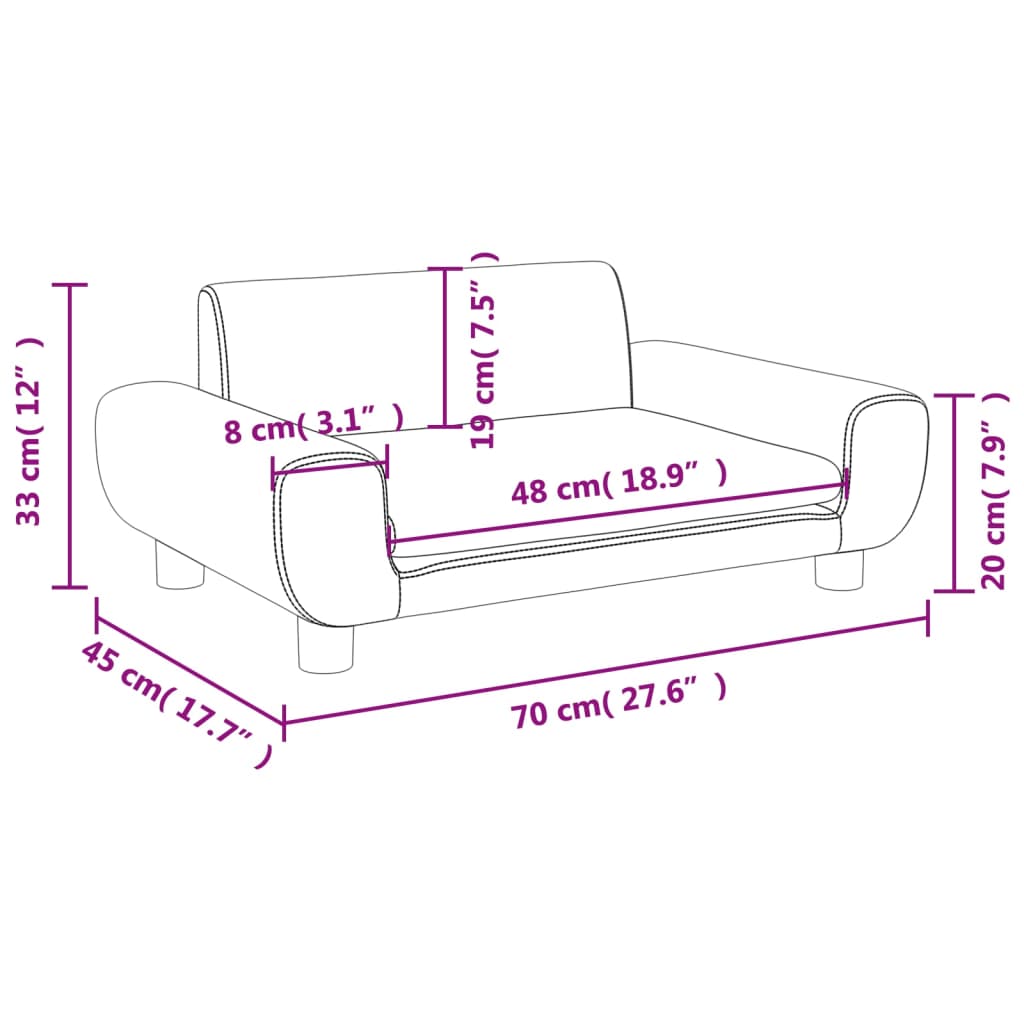 vidaXL Canapea pentru copii, negru, 70x45x33 cm, catifea