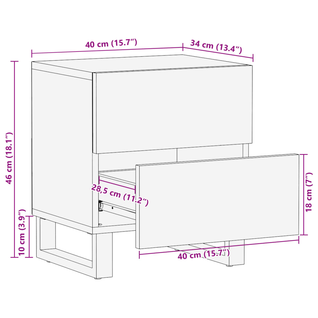 vidaXL Noptiere, 2 buc., 40x34x46 cm, lemn masiv mango albit