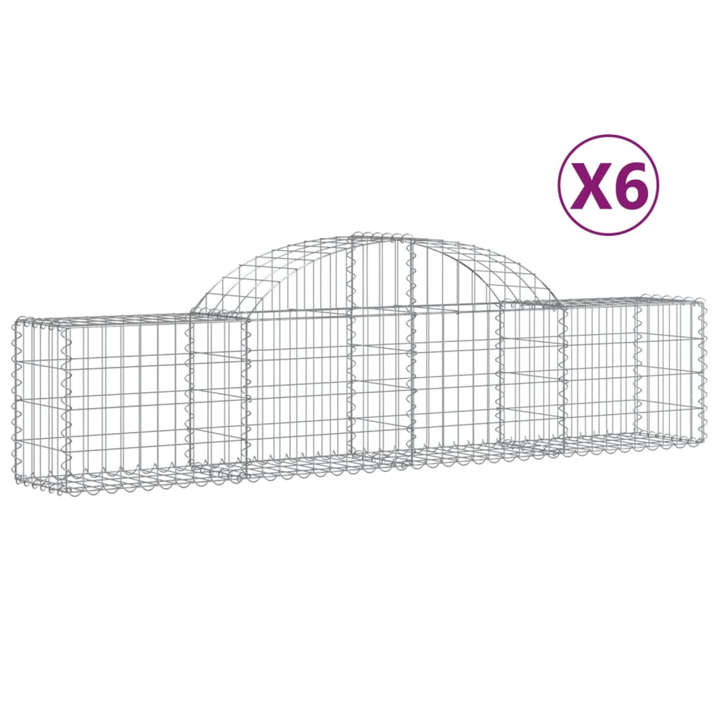 vidaXL Coșuri gabion arcuite 6 buc, 200x30x40/60 cm, fier galvanizat