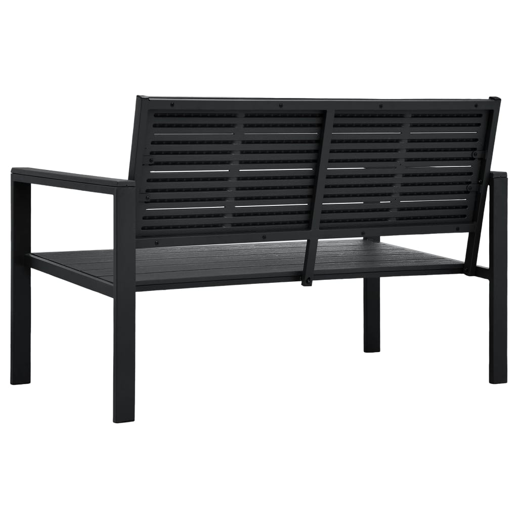 vidaXL Bancă de grădină, negru, 120 cm, aspect de lemn, HDPE