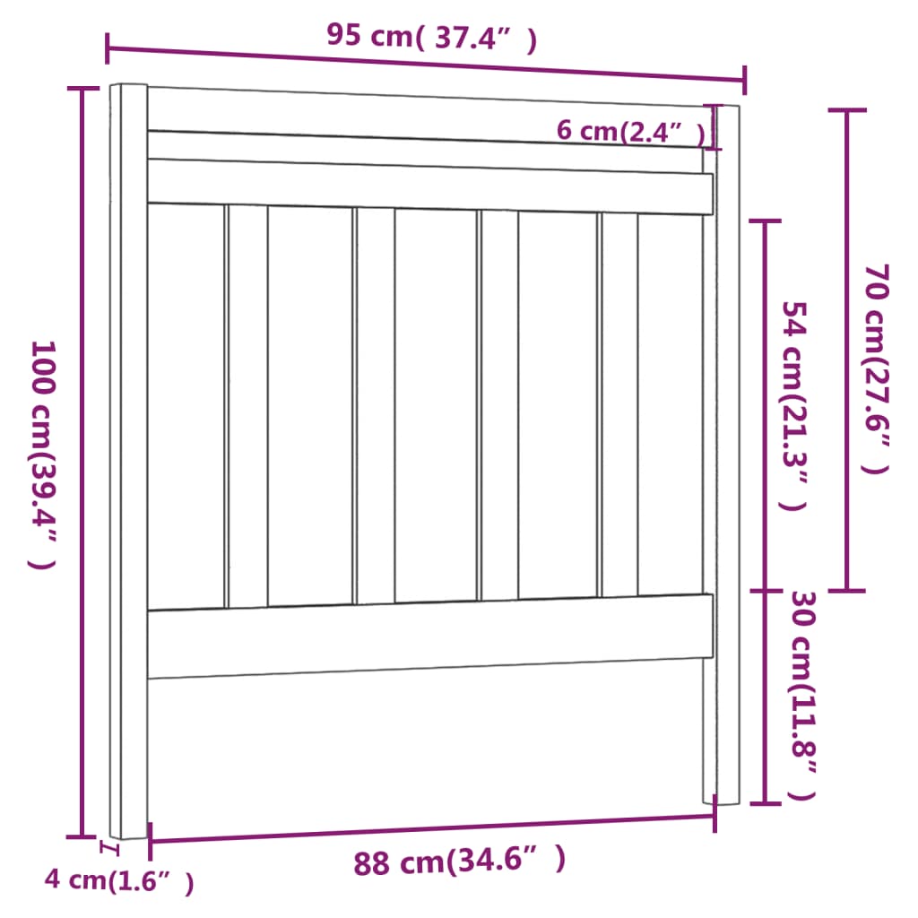 vidaXL Tăblie de pat, alb, 95x4x100 cm, lemn masiv de pin