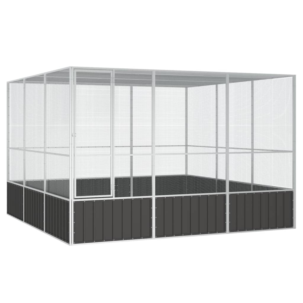 vidaXL Colivie păsări antracit 302,5x324,5x211,5 cm cm oțel galvanizat