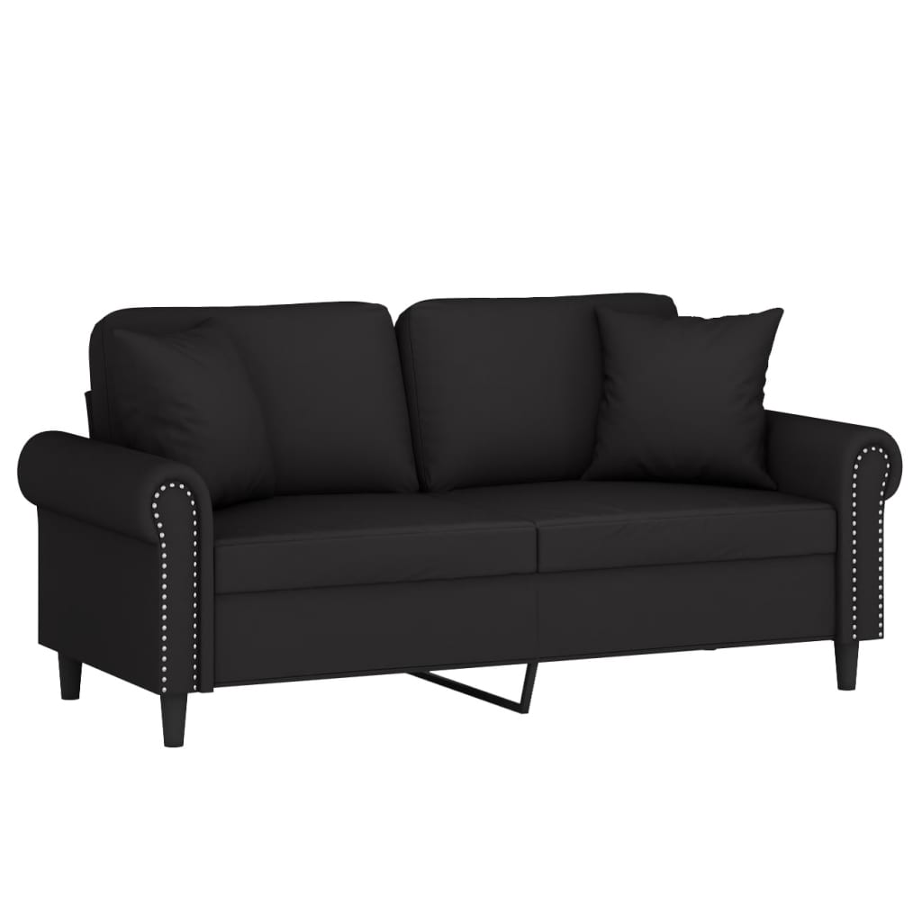 vidaXL Canapea cu 2 locuri cu pernuțe, negru, 140 cm, catifea