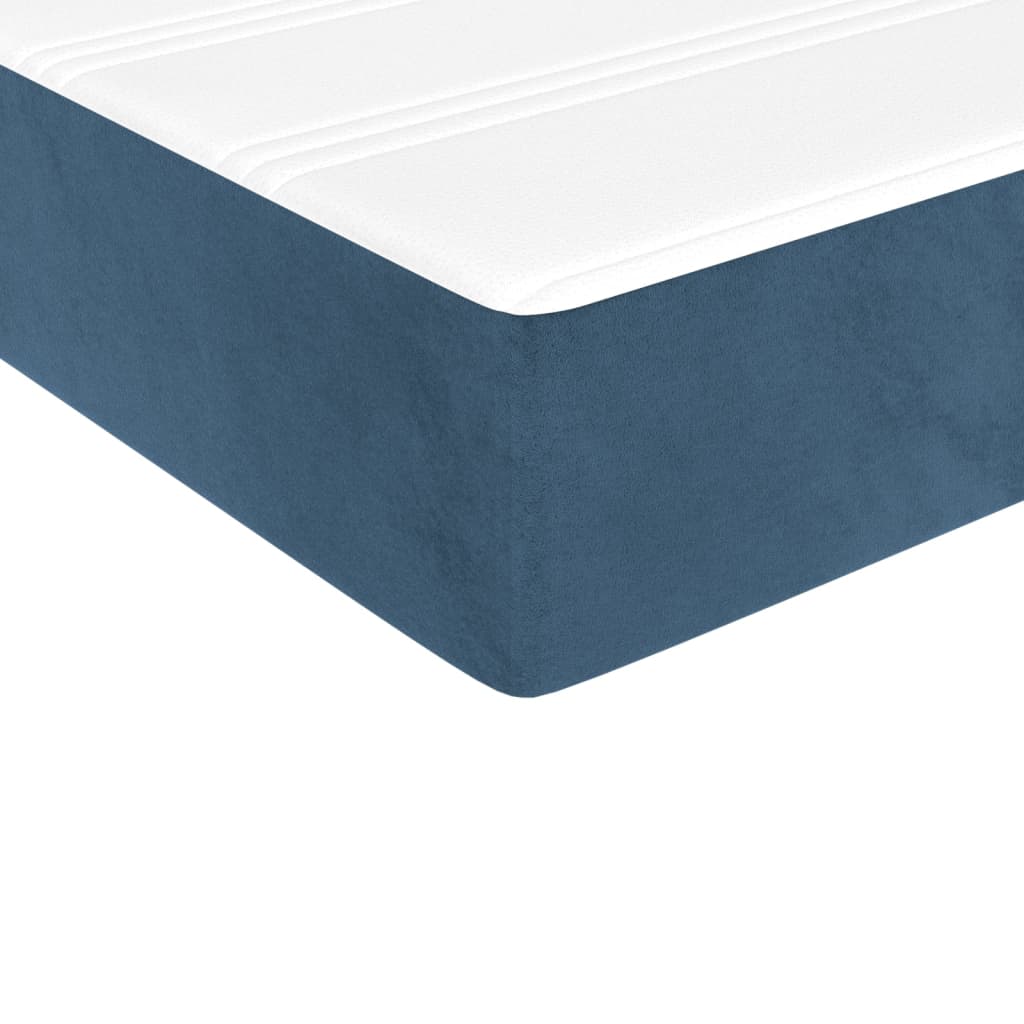 vidaXL Pat box spring cu saltea, albastru închis, 140x190 cm, catifea