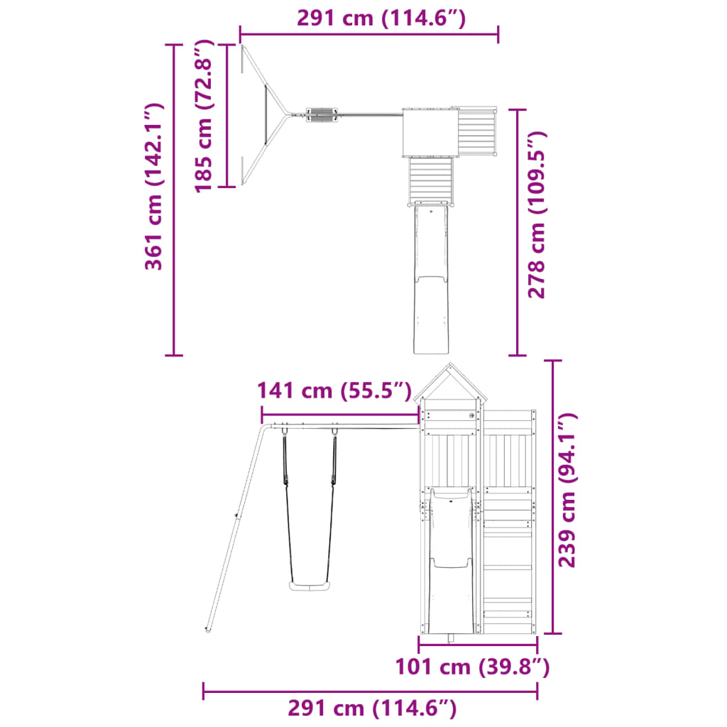 vidaXL Set de joacă pentru exterior, lemn de pin impregnat