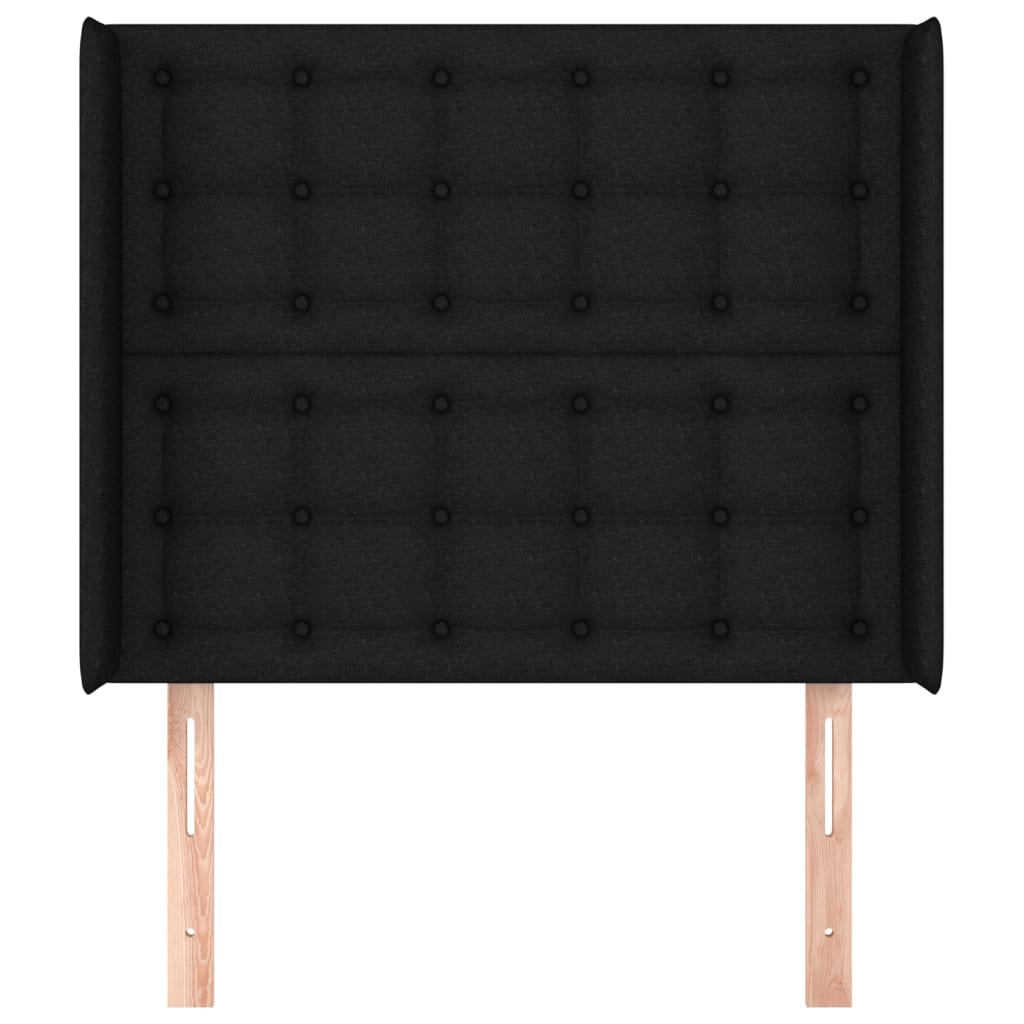 vidaXL Tăblie de pat cu aripioare, negru, 93x16x118/128 cm, textil