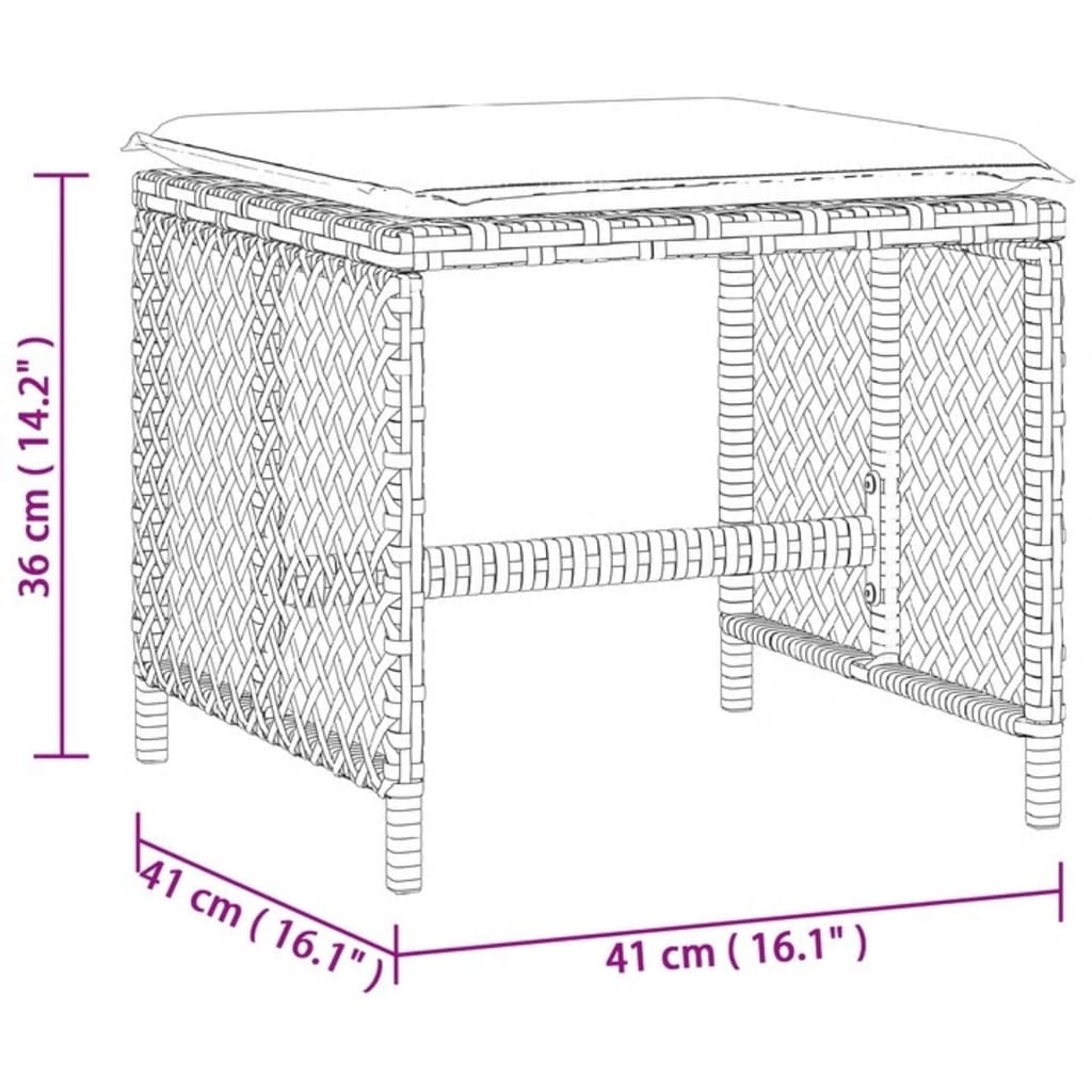 vidaXL Scaune de grădină cu perne, 4 buc. gri 41x41x36 cm poliratan