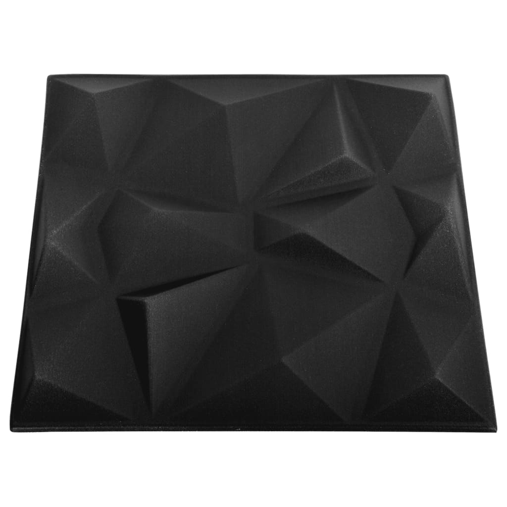 vidaXL Panouri de perete 3D 48 buc. negru 50x50 cm model diamant 12 m²
