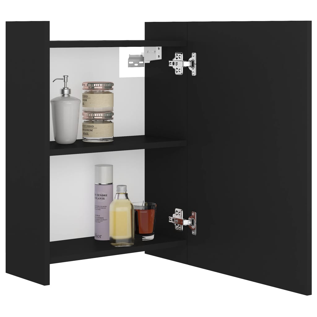 vidaXL Dulap de baie cu oglindă, negru, 62,5x20,5x64cm, lemn prelucrat