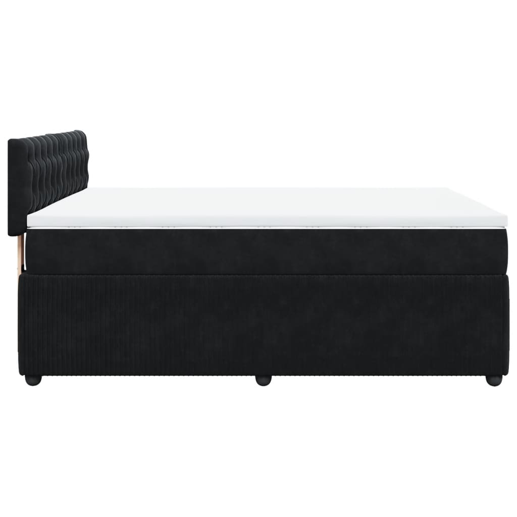 vidaXL Pat box spring cu saltea, negru, 140x190 cm, catifea