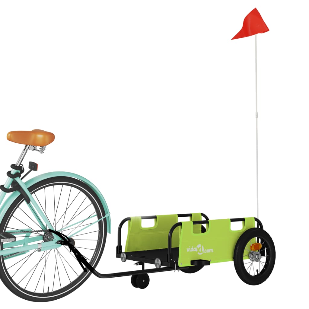 vidaXL Remorcă de bicicletă, verde, textil oxford și fier