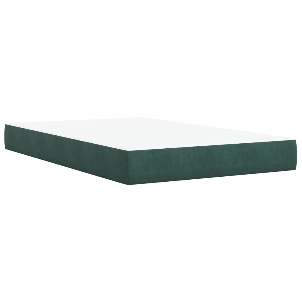 vidaXL Pat box spring cu saltea, verde închis, 120x200 cm, catifea